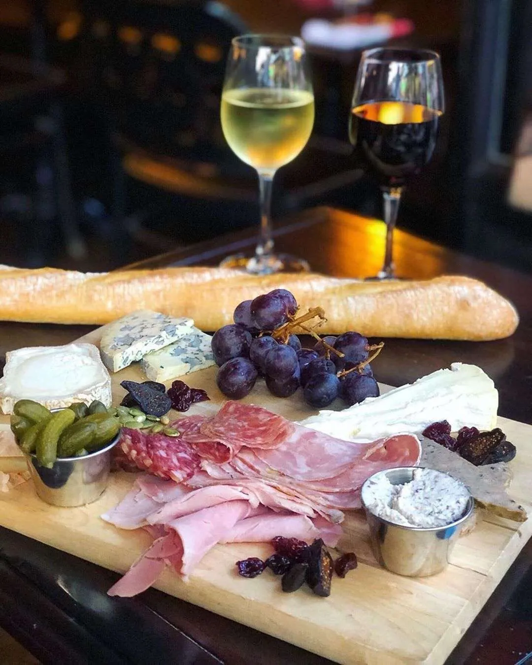 Wine Charcuterie plate and grapes
